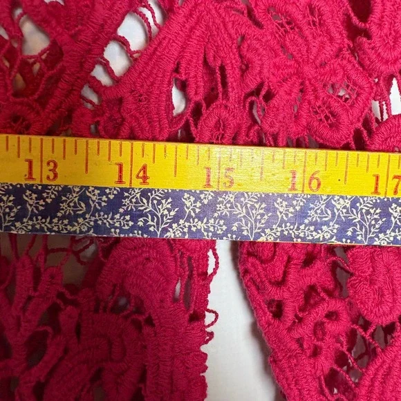 ANGIE Women's Crochet Lace Long Sleeve Scoop Neck Sweater Top Pink Size S Fairy - Picture 5 of 8